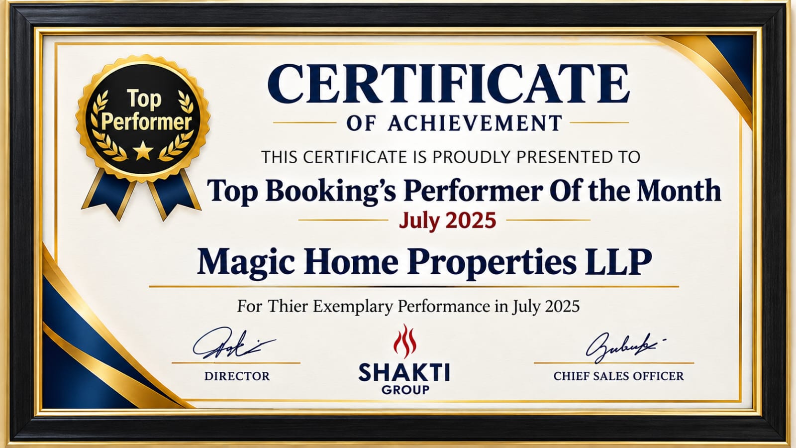 Top Booking's Performer - Shakti Group - July 2025